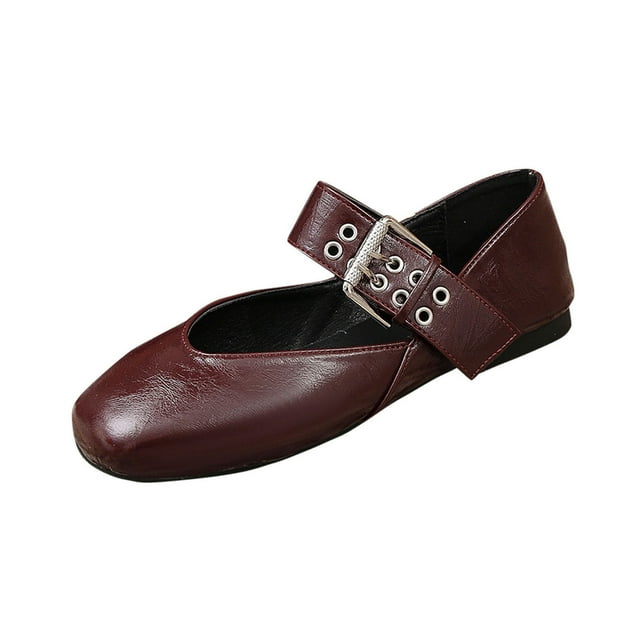 Mocassins pour Femmes Couleur Vin à Bout Fermé et Semelle Plate Souple, Ton Riche, pour Tenue Décontractée