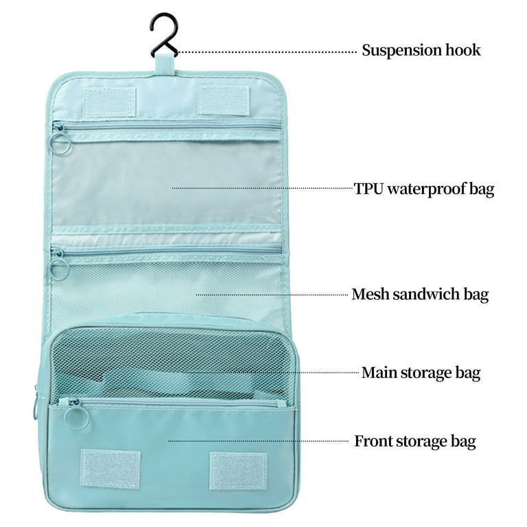 BAGSMART Toiletry Bag Hanging Travel Makeup Organizer with TSA Approved  Transparent Cosmetic Bag Makeup Bag for Full Sized Toiletries, Medium-Teal