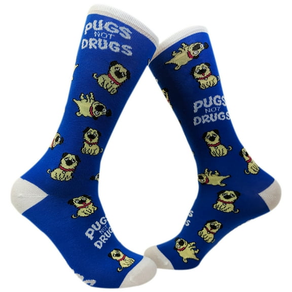 Women's Pugs Not Drugs Socks Funny Cute Dog Lover Footwear