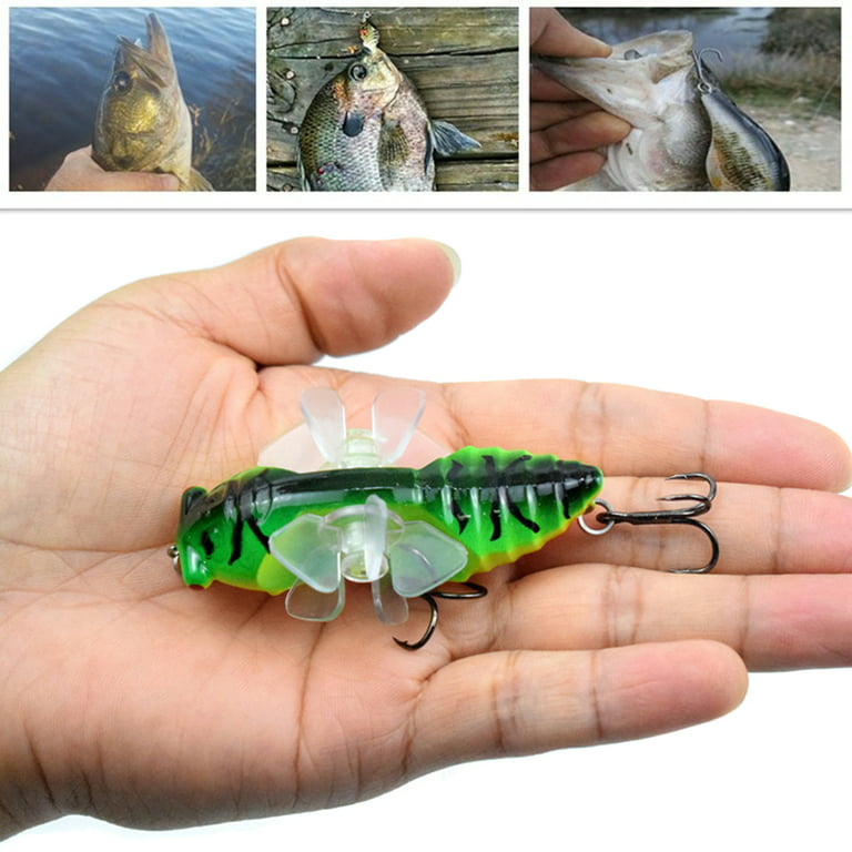 Mairbeon 15.5g 7.5cm Cicada Lure Hard Rotating Wheel ABS Insect Fishing  Barb Hooks Artificial Bait for Outdoor