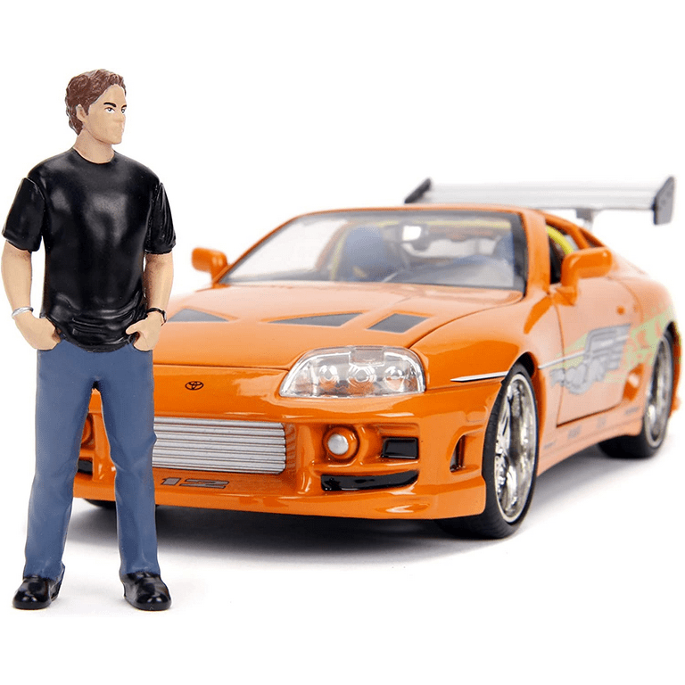GetUSCart- Jada Toys Fast & Furious 1:24 Brian's Toyota Supra Die-cast Car,  toys for kids and adults, Orange (97168)
