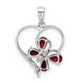 thumbnail image 4 of Sterling Silver Rhodium Garnet & Diamond Butterfly Heart Pendant QDX611, 4 of 4