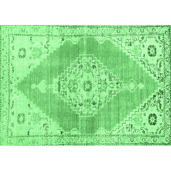 Ahgly Company Indoor Rectangle Abstract Emerald Green Contemporary Area Rugs, 8' x 10'