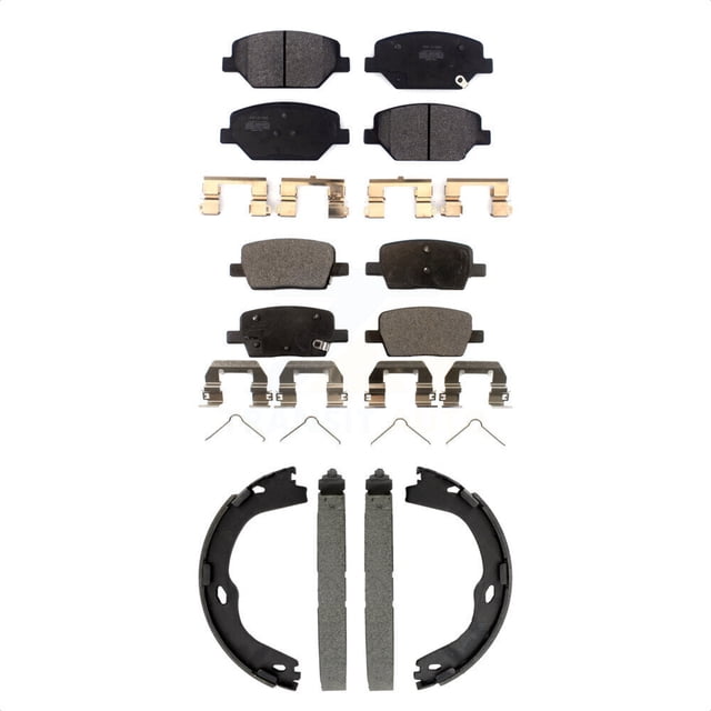 Transit Auto Front Rear Semi-Metallic Brake Pads and Parking Shoes Kit for Car Chevrolet Camaro Without Brembo Calipers KFN-100897