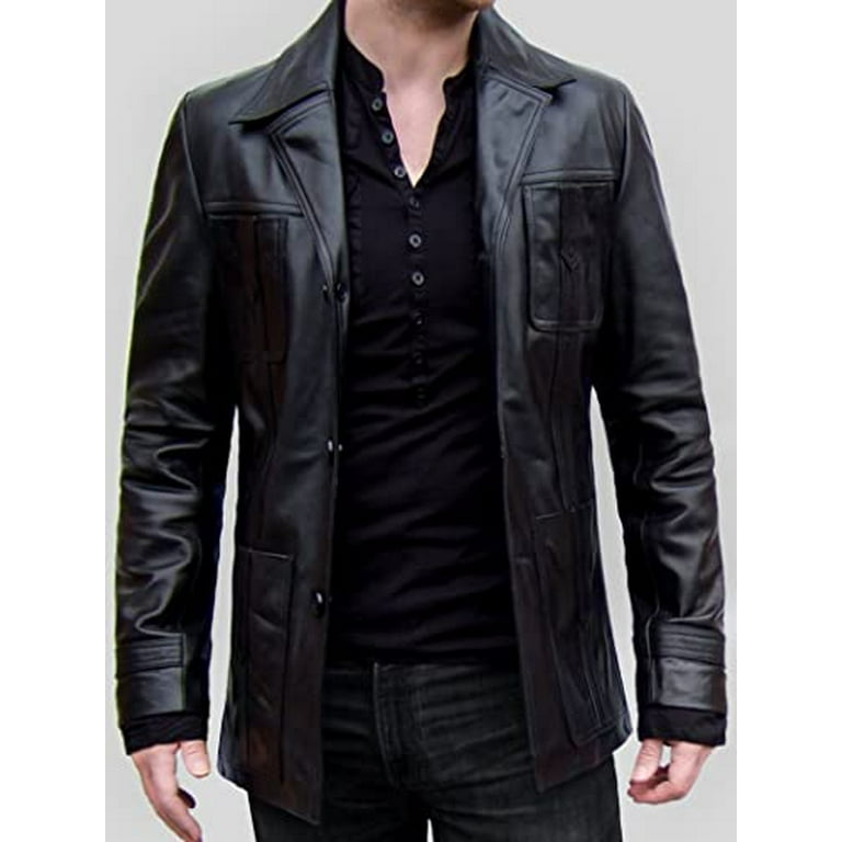 Men's Black Leather Jacket - Vintage Leather Coat - Genuine Men's Black Leather Jacket - Vintage Leather Coat - Genuine