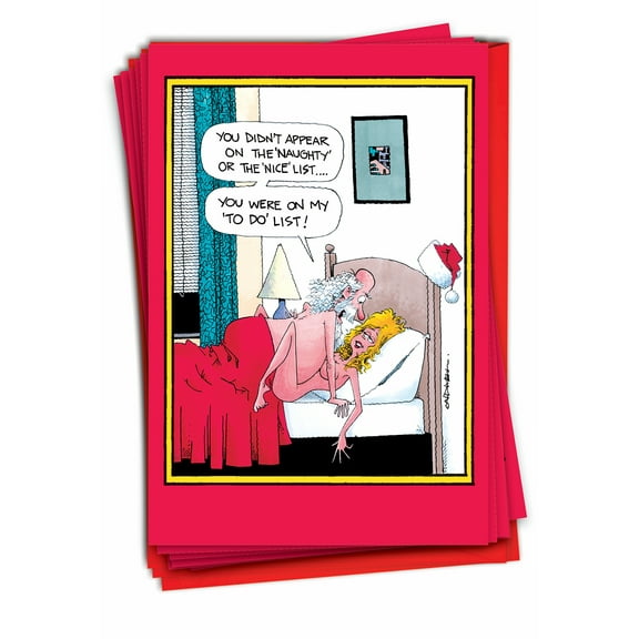 12 Funny Christmas Cards Pack (1 Design, 12 Cards) - To Do List Cartoon B1011