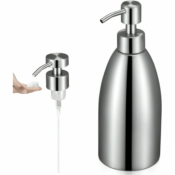 ACDANC 500Ml Liquid Soap Dispenser Lotion Dispenser with Foam Nozzle Soap Dispenser in 304 Stainless Steel Soap Dispenser Shampoo Bathroom Kitchen Silver