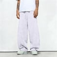 thumbnail image 6 of Men's Wide Leg Sweatpants Baggy Casual Drawstring Waist Joggers Lounge Sweat Pants with Pockets White 2XL, 6 of 6