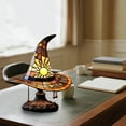 thumbnail image 5 of Witch Hat Lamp Stained Glass Style, Gothic LED Resin Table Light for Halloween Decor Bedside Night Light and Fantasy Gift, 5 of 7