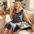 thumbnail image 2 of Agnes Orinda Women's Plus Size Nightgowns Sleeveless Nightdress Soft Comfy Cats Print Sleepwear Pajamas 4X Dark Gray, 2 of 8