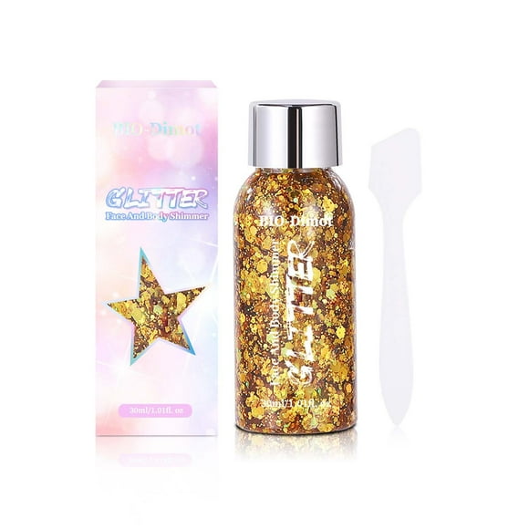 EARKITY Holographic Body Glitter Gel for Face, Body, Nail, Super Long Lasting Waterproof Quick Dry Liquid Chunky Glitter Eyeshadow for St. Patrick's Day Makeup Accessories, 30ml