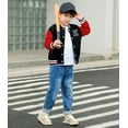 thumbnail image 3 of Aideaone Kids Baseball Jackets Boys Button up Toddler School Varsity Uniform Casual Sport Coat for Toddler Boy 3-6T, 3 of 8
