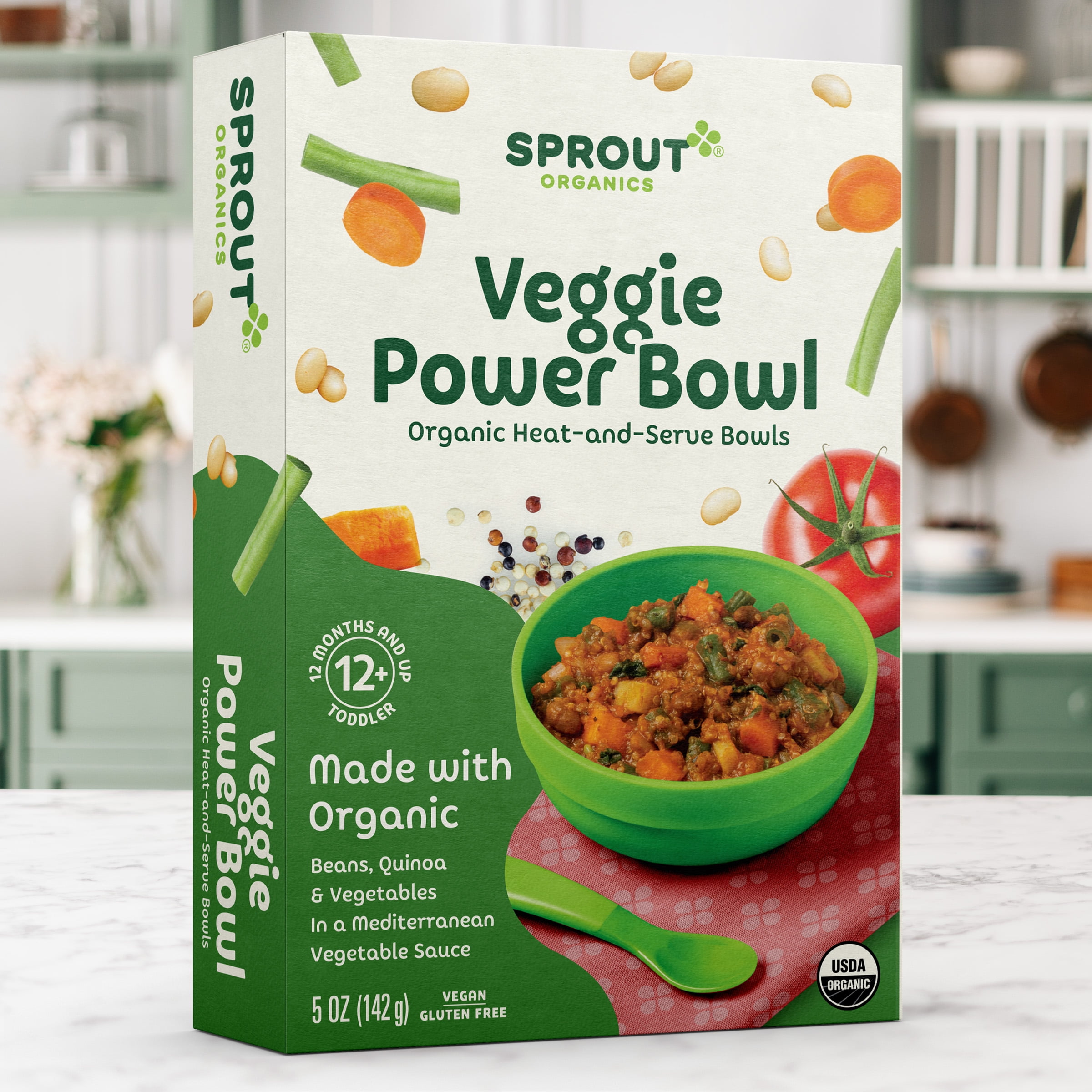 Sprout Organics Toddler Food, Organic Veggie Power Bowl Toddler Meal, 5 oz Tray