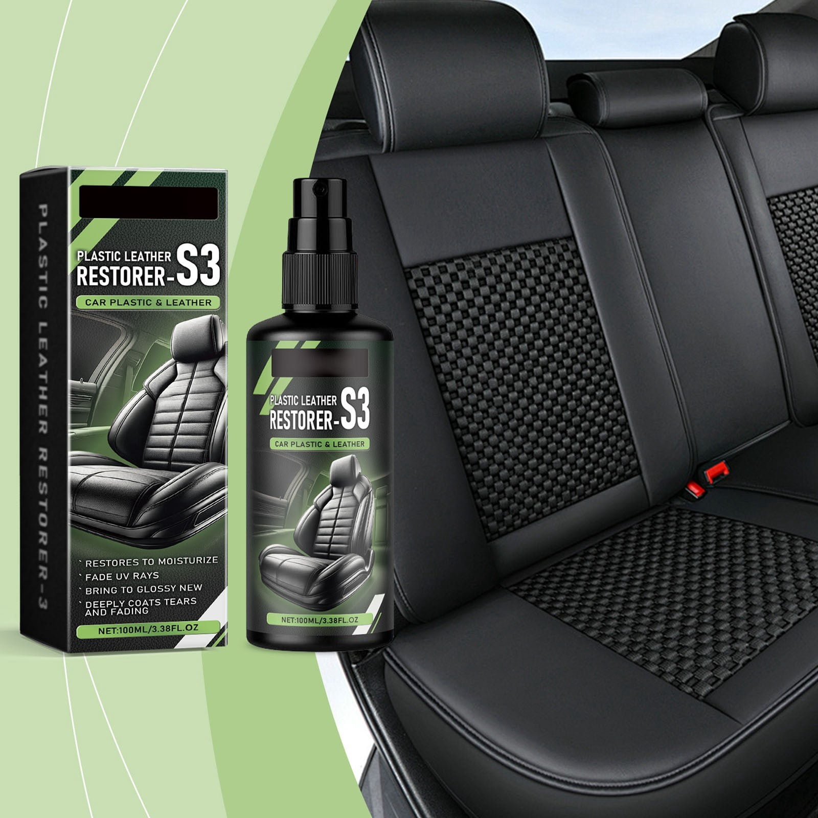 Cadorn 100ml Car Interior Leather Renewal Agent – Stain Removal, Color Restore, UV Guard