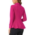 thumbnail image 3 of INSPIRE CHIC Women's Turn Down Collar Open Front High-Low Hem Gothic Peplum Blazer L Hot Pink, 3 of 5