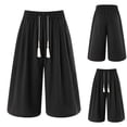 thumbnail image 1 of Ceisia Men's All-Season Solid Color Wide Gift Leg Pants Elastic Drawstring Waist Zipper Button Pockets for Outdoor Casual Daily Work Wear, 1 of 5