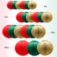 thumbnail image 2 of Faroles de papel ADLKGG, 21 unidades, rojo y verde, oro, 10/8/6 pulgadas, 2 of 7