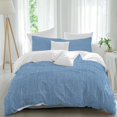 thumbnail image 2 of Blue Burlap Texture Bedding 3 Piece Duvet Cover Set Full Size, Farmhouse Vintage Blue Soft Microfiber Comforter Cover with Zipper Closure & Pillowcases, Wrinkle & FadeResistant Quilt Cover, 2 of 9