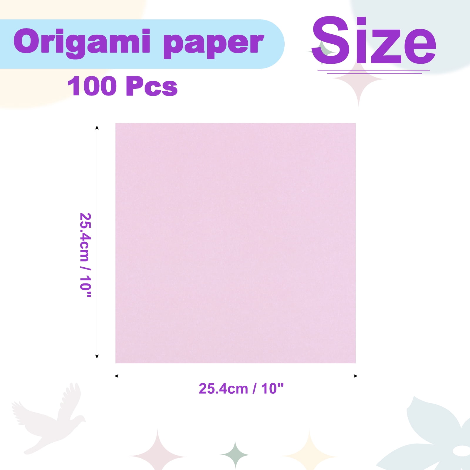 Uxcell 100 Sheets 10x10 Inch Origami Paper, 7 Colors Pink Square Origami Paper