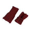 thumbnail image 5 of Xfvqtps Fingerless Gloves for Womens Thumb Hole Decorative Pattern Mid-Length Arm Warmer Knitting Crochet Solid Color Fashion Thermal Warm Winter Mittens Wine, 5 of 5