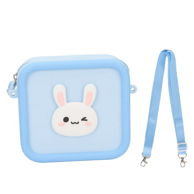 Kids Camera Bag, Kids Camera Case Silicone Adjustable Shoulder Strap Large Capacity Shockproof Soft For Toys For Girls Yellow ,Pink Pig,Blue