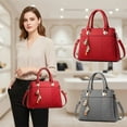 thumbnail image 2 of Classic Tote Handbag for Women, PU Leather Satchel with Top Handles,Multiple Pockets, 12.2×5.5×9.1 in, Detachable Crossbody Strap, Lightweight Work/Weekend Bag Ladies Purse(Red), 2 of 5