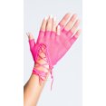 thumbnail image 2 of Lace up wrist length fishnet fingerless gloves 413-HOTPINK, 2 of 2