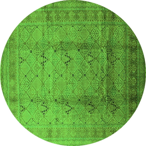 Ahgly Company Indoor Round Oriental Green Traditional Area Rugs, 3' Round