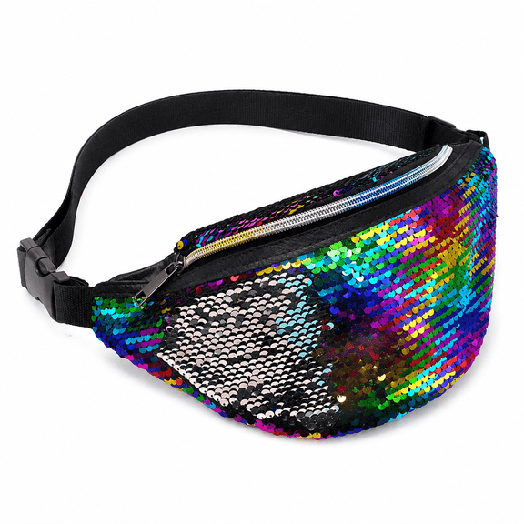 ELORIAH Sparkly Sequin Fanny Packs Glitter Waist Bag with Adjustable Strap for Women Girls Unisex,Cute Fanny Pack Style