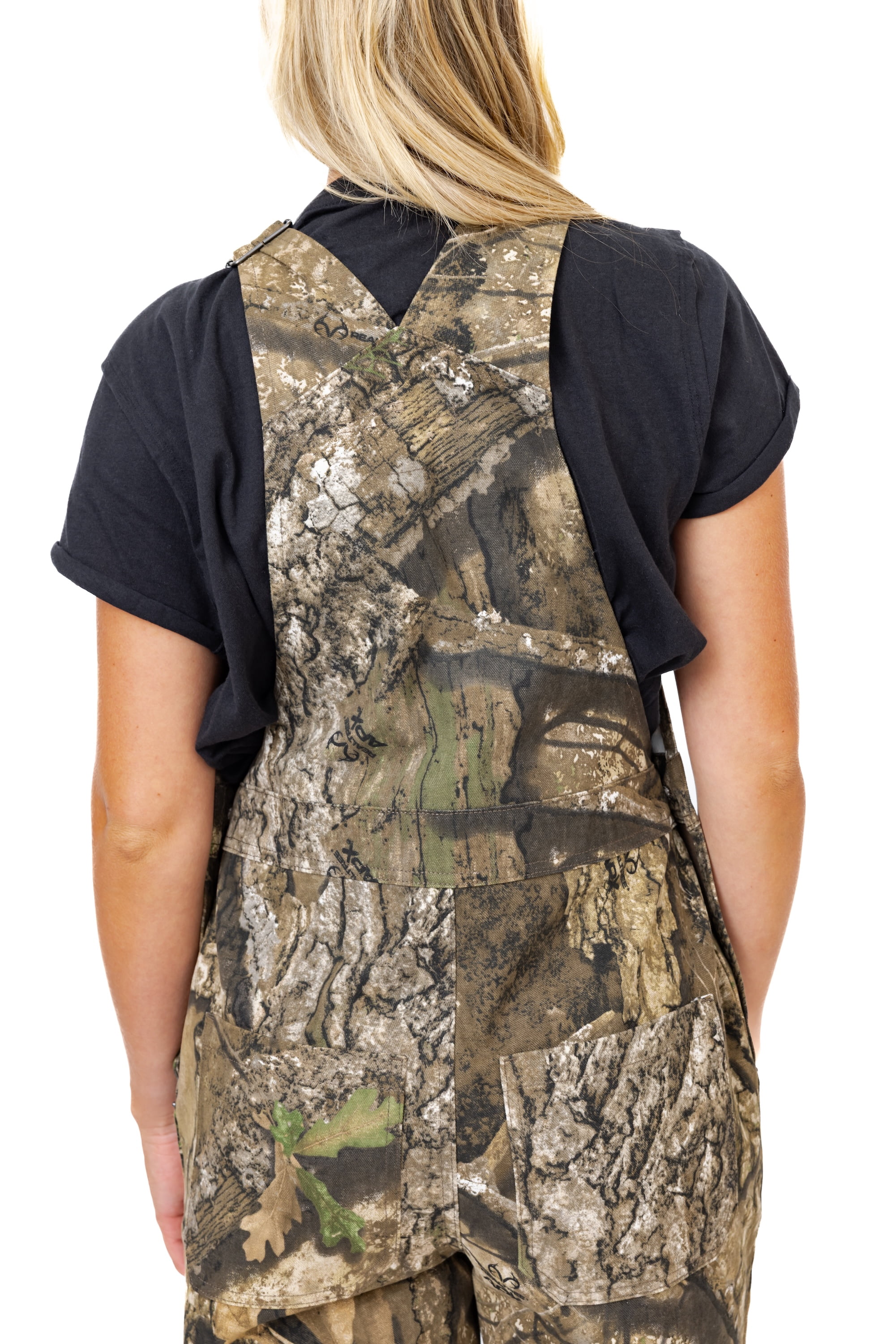 Realtree Women's Camo Hunting Cotton Bib Overalls, All-season Uninsulated Camouflage Bib Overalls for Outdoor Activities