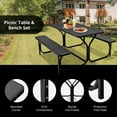 thumbnail image 4 of Spaco HDPE Outdoor Picnic Table Bench Set with Metal Base, Table Bench Set, Outdoor Picnic Table Set with Sturdy and Rust-resistant Steel Frame, Picnic Table Set for Outdoor, Black, 4 of 8