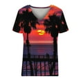 thumbnail image 4 of ZQGJB Hawaiian Shirts for Women Trendy Summer Tropical Palm Tree Graphic Short Sleeev Casual V Neck Tee Shirt Top Loose Baggy Tshirt Blouse Z01-Red M, 4 of 5