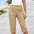 thumbnail image 6 of Capris for Women Casual New Women's High Waist Capri Casual Straight Leg Cropped Trousers with Pockets Fashion Versatile Office Daily Capris Khaki 3XL, 6 of 9