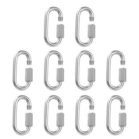 

NUOLUX 10pcs Chain Link M4 Chain Hook Ring Screw Chain Link Trailer Carabiner Clip