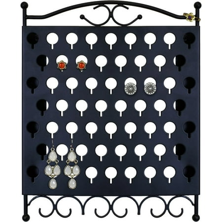 Mango Steam Black Metal Hanging Wall-Mounted Jewelry & Earring Storage Organizer