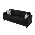 thumbnail image 4 of BSHTI 86.6" Teddy Fabric Sofa with 2 Pillows – Extra-Wide Deep Couch, Solid Wood & Iron Frame, Removable Washable Covers, for Living Room, Bedroom, Office, Black, 4 of 8
