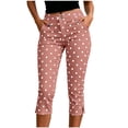 thumbnail image 2 of Hueook 3x Capris For Women Woman Fashion Slit Elastic Waist Button Zipper Pocket Sports Cropped Yoga Pants Pink XL, 2 of 6