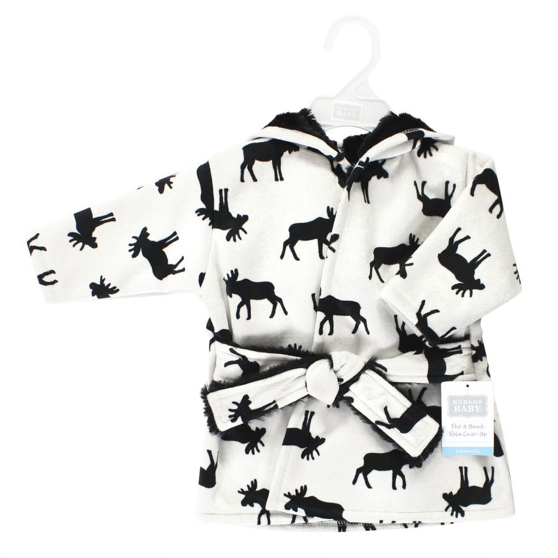 Hudson Baby Infant Boy Mink with Faux Fur Lining Pool and Beach Robe Cover-ups, Moose, 18-24 Months