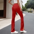 thumbnail image 6 of Fold Over Flare Leggings for Women Comfortable Workout Yoga Pants Casual Soft Ruched Waist Split Hem Lounge Pants for Gym Workout Work, 6 of 8