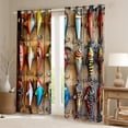 thumbnail image 3 of jejeloiu Fishing Lures Curtains Pack of 2 (42x84 Each),Underocean Animal Curtains Blackout,Watercolor Fish Bedroom Curtains,Ultra Soft Bedroom Decoration, 3 of 6
