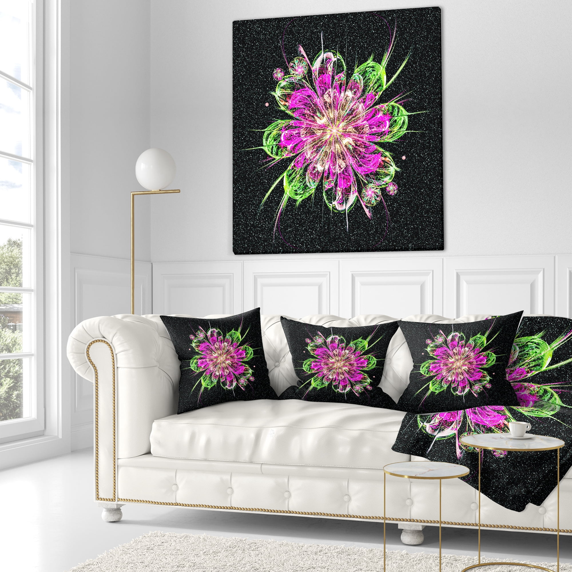 Designart 18" x 18" Black Polyester Throw Pillow