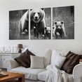 thumbnail image 2 of JEUXUS  Bears Family Canvas Print Wall Art Black and White Grizzly Bear Picture Painting Decorations for Farmhouse Cabin Gallery Canvas Wrapped Ready to Hang 12''x16''X3 Panels, 2 of 4