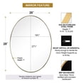 thumbnail image 3 of Open Box Modern 20x28In Oval Wall Hanging Bathroom Vanity Mirror, Gold, 3 of 9
