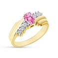 thumbnail image 3 of Oval Shape Natural Diamond And Simulated Pink Tourmaline In 14K Yellow Gold Over 925 Sterling Silver Ring Size 5.5, 3 of 4