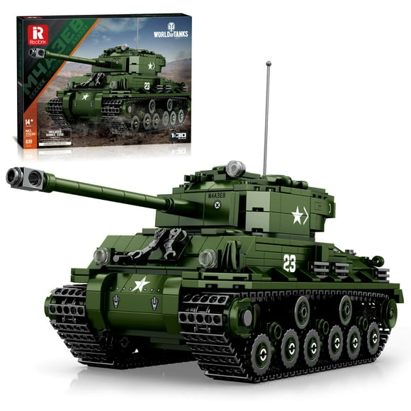 Reobrix Sherman M4 Tank Building Block Set, WW2 Military Vehicles Building Toy, 1:30 Scale Medium Tank Model Kit, Gift for Boys 8+ and Adults, 7