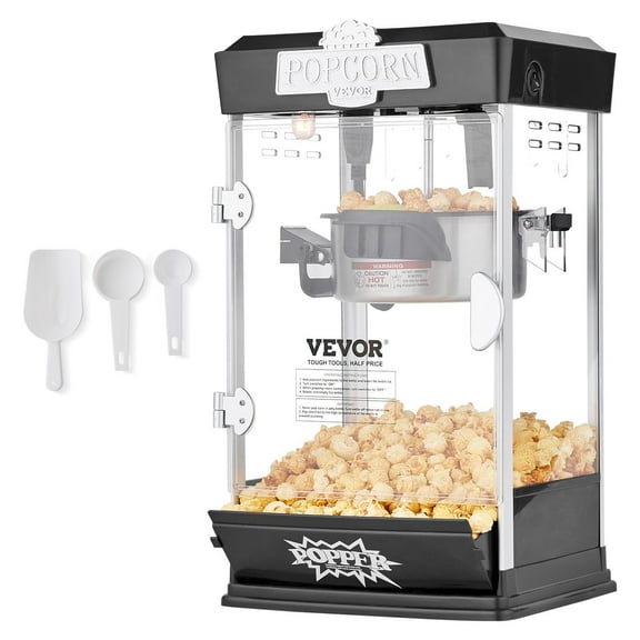 480W Quick-Pop Popcorn Machine for Countertop, 4 Oz Kernel Capacity with Heating Light, Black