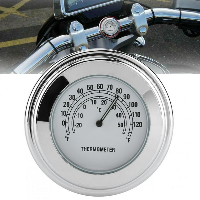 MOTORCYCLE HANDLEBAR MOUNT THERMOMETER 20 degrees Celsius - 50 degrees Celsius WEATHERPROOF DIAL CLEAR MOTORBIKE ACCESSORY
