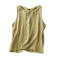 thumbnail image 2 of Womans Tank Tops Loose Fit Pleated Vest - Breathable Cotton Linen Sleeveless Top, Retro Casual Tank, 2 of 8