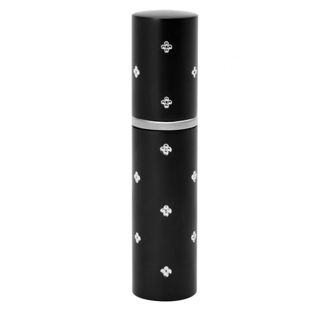 Botella de perfume recargable de aluminio de 10 ml, portátil, vacía, con bomba, atomizador de loción y perfume, color negro