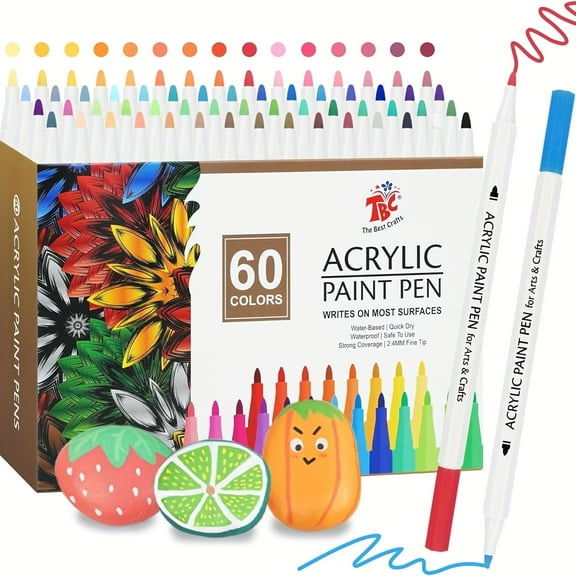 TBC The Best Crafts 60-Color Acrylic Paint Markers, Waterproof & Non-Toxic